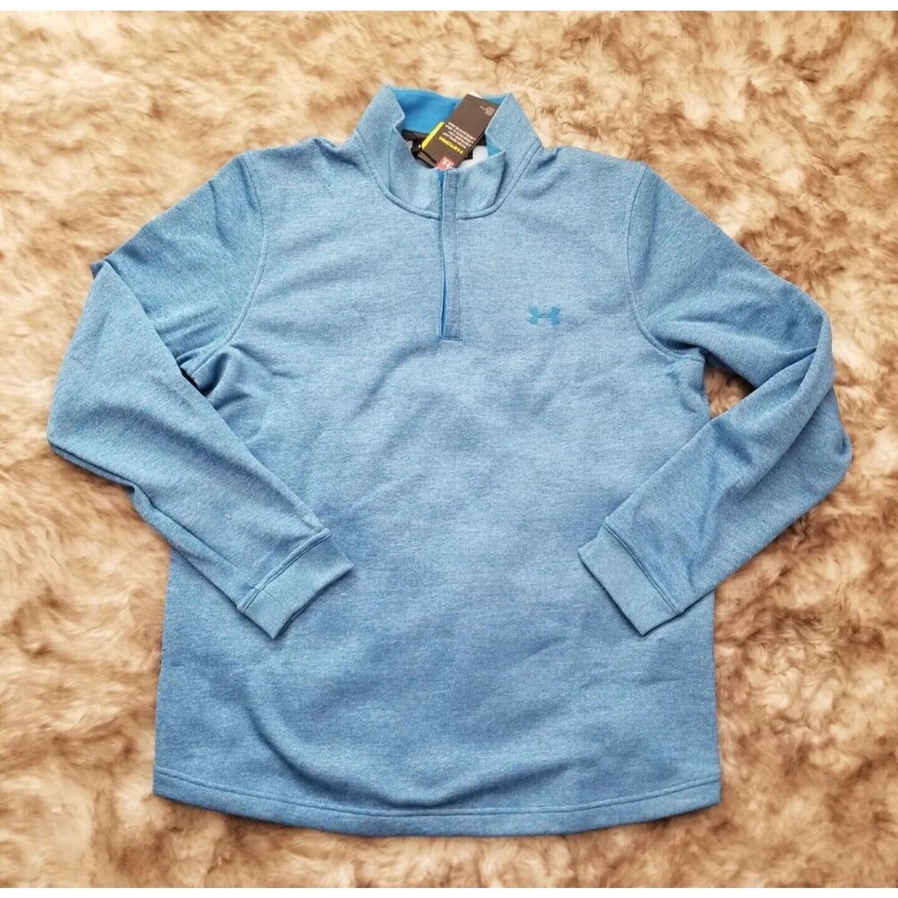 New UNDER ARMOUR Golf Men's Sweater Fleece 1/4 Zip Sweatshirt Blue Size 2XL NWT